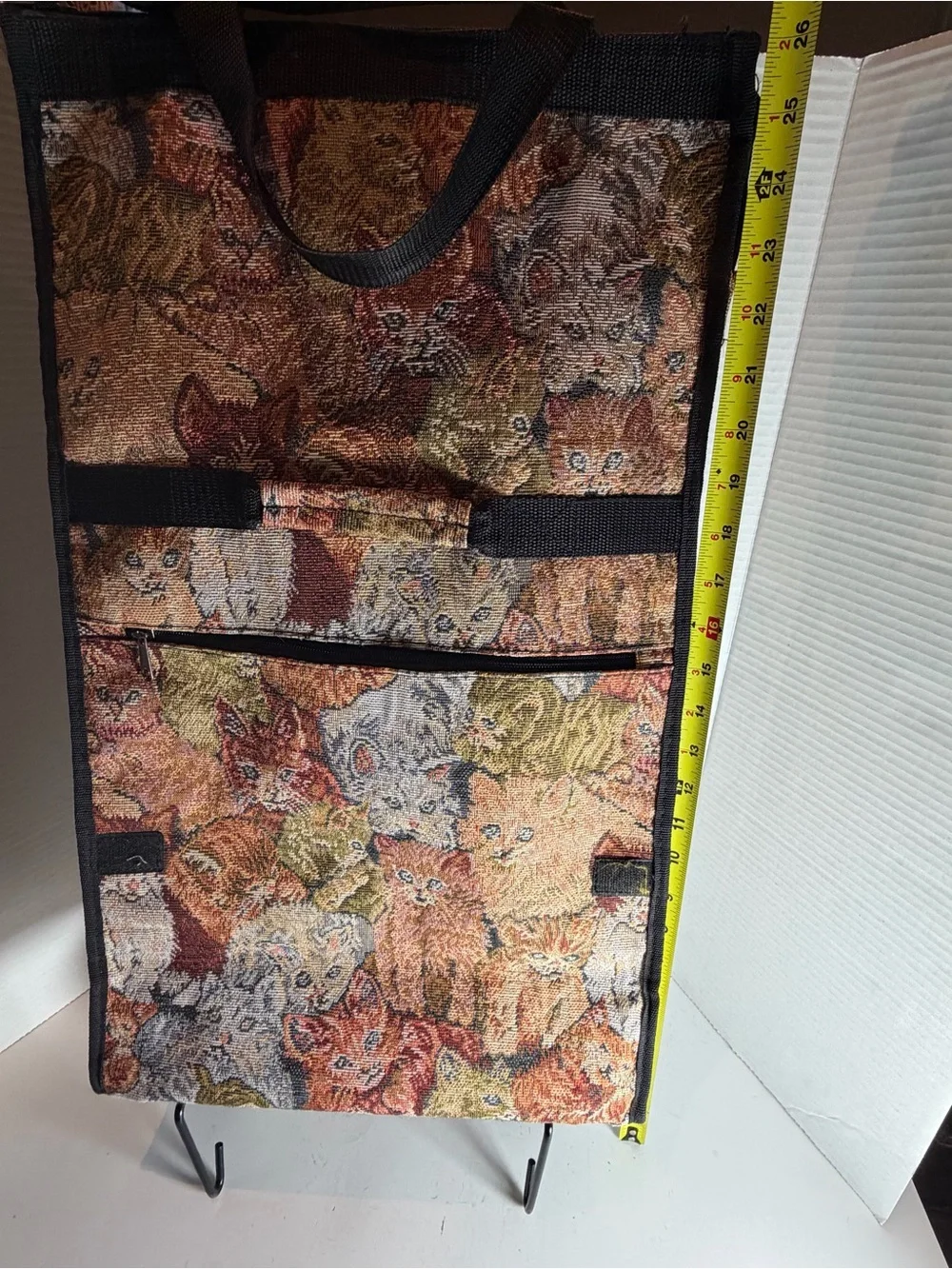Vintage Tapestry Shopping Bag Cart With Wheels Foldable Travel Bag Cats
